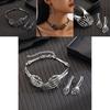 Gothic Punk Skeleton Necklace Earring Set With Metal Bone Hands For Halloween Costume