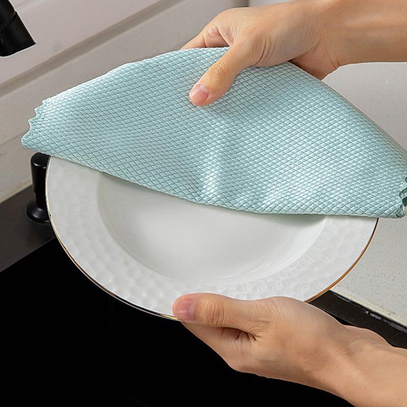 Buy Fish Scale Wipe Cloth Microfiber Dish Cloth Dish Rags Kitchen Glass