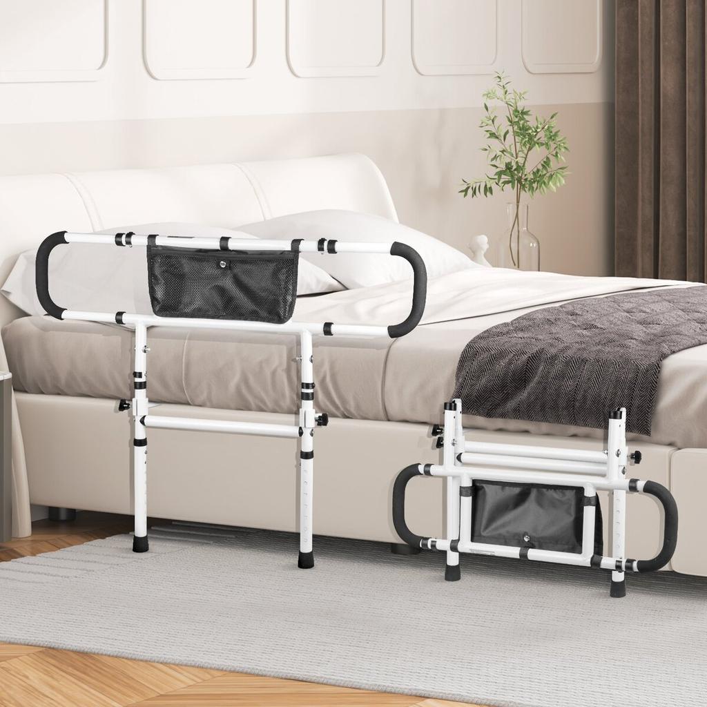 Bed Rails for Elderly Adults, 180° Foldable Bed Assist Rails for Seniors, 450LBS Loading Bed Side Rails Bed Cane with 4-Level Adjustable Handle,