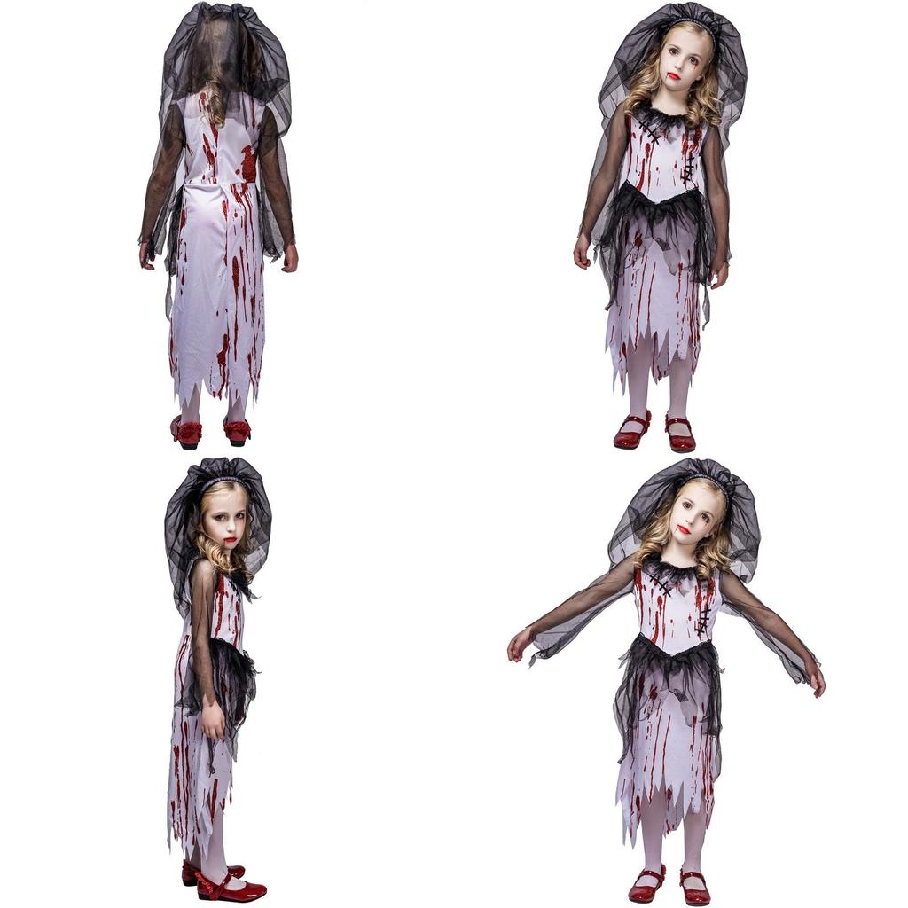 Kid Ghost Bloody Bride Cosplay Costume For Halloween Party Prop