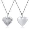 Collane Ciondolo Medaglione Cuore Ovale Floreale Delicato per Donna, Acciaio Inossidabile Cornice Foto Promessa Amore Ricordo Regalo