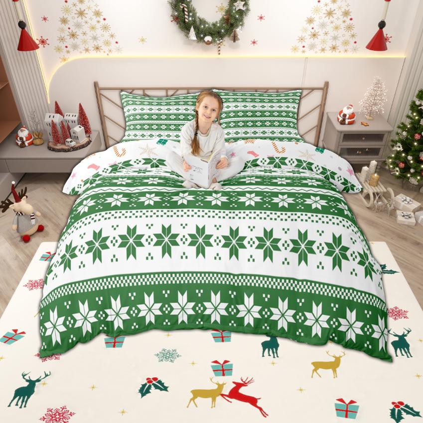 

Одеяло Homewish Детский Рождественский Набор Постельного Белья Merry Xmas Милый Набор со Снеговиком Декор Спальни С Новым Годом Comforter (quilt)-EU Single(135*200cm)3pcs