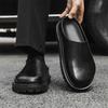 2025 New Lazy Men's Shoes Simple Foot Leather Shoes Men's Versatile Black One-pedal Casual Shoes 18887-J