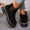 Short Boots Women's Winter 2025 New Platform Round Toe Plus Size Belt Buckle Martin Boots