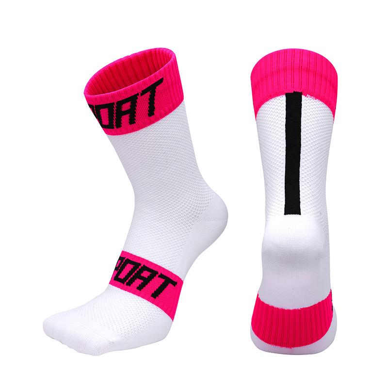 Fietssokken voor Mannen & Vrouwen Professioneel Kleurrijk Compressie Ademend Marathon Buiten Fitness Wandelen Hardlopen Lopen Sokken L EU 39-42 US 8-11 white