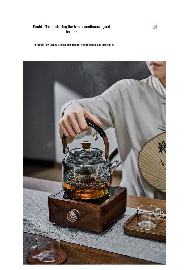 High-Temperature Resistant Glass Tea Kettle with Handle, Compatible with Induction Cookers for Brewing and Boiling Water