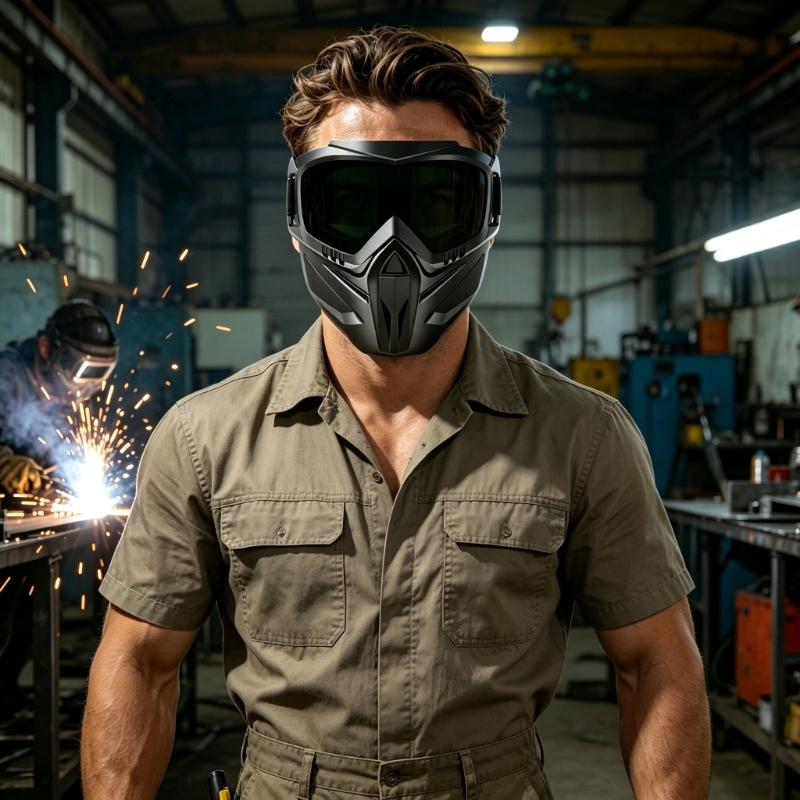 Breathable Full Face Protective Goggles For Welding And Outdoor Activity Featuring Impact Resistant Design And Comfortable Padding