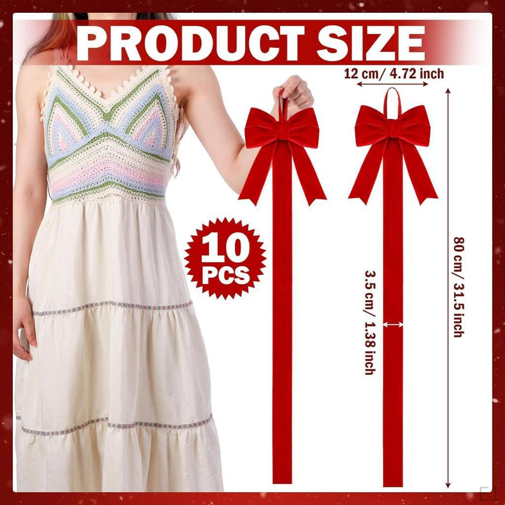 Large Christmas Bow Decorations Bowknot Decorative Xmas Decor Ornament Red Big