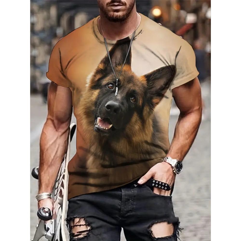 Men's Husky Print T-Shirt Casual Short Sleeve Breathable Round Neck Tshirts For Men Funny Animal Dog Graphic T Shirts Tops