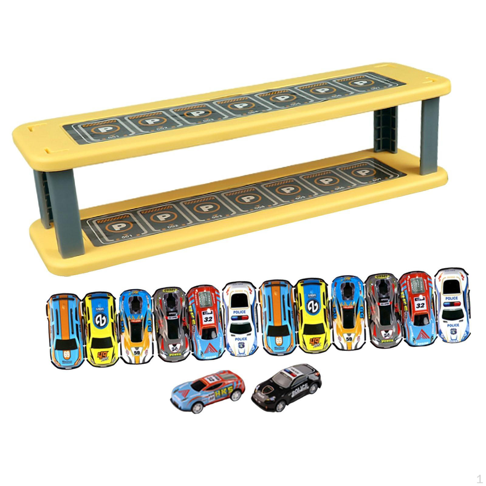 

Children s Toy Car Storage Rack Garage for Collectibles 1/64 Diecast Model Easy Assembly 2 Tier with 14 Cars