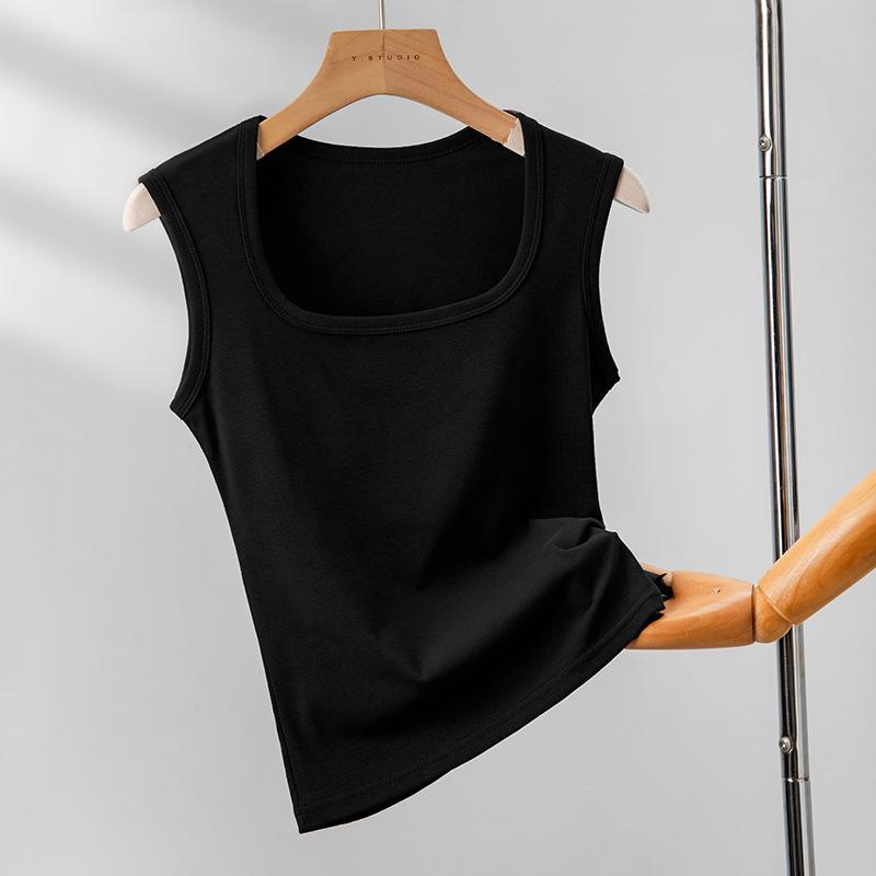 Wide Shoulder Strap White Suspender Vest for Women In Summer Pure Cotton Inner Wear for Secondary Breasts, Large-size Four-season Beautiful Back Top