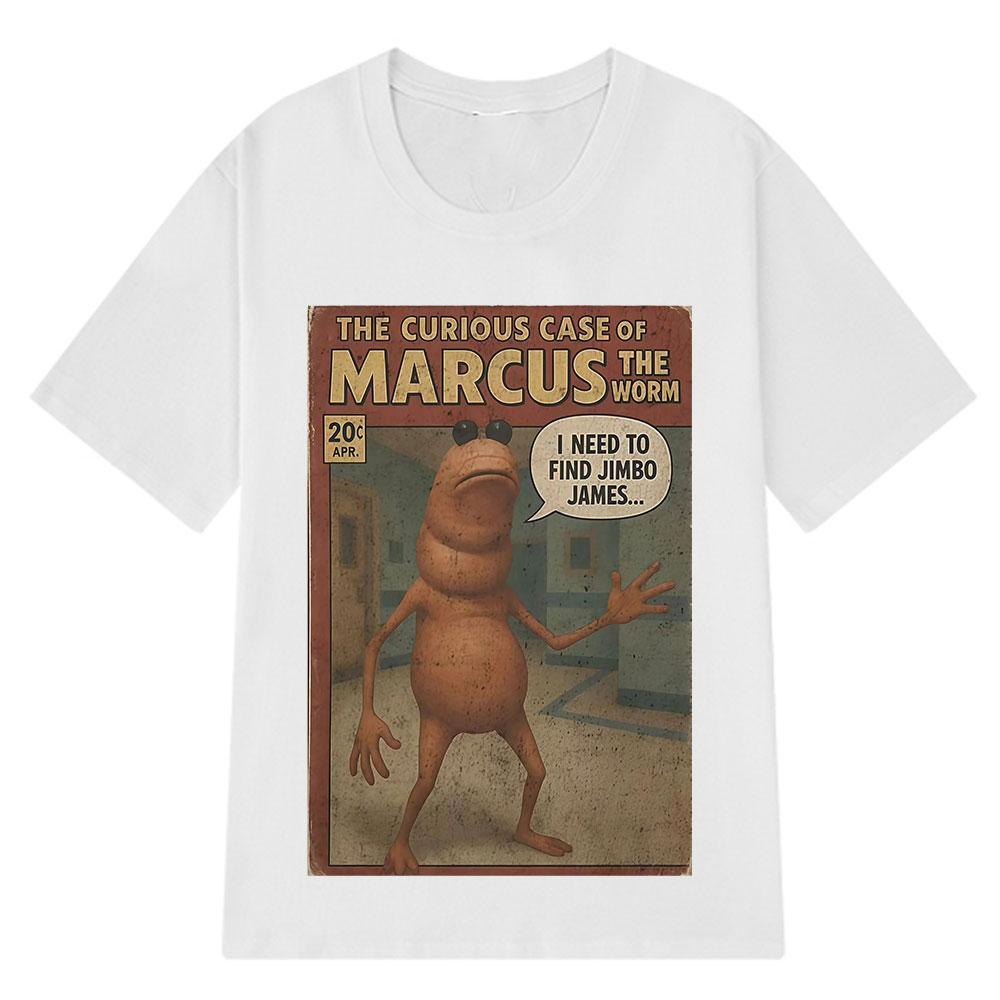 Marcus The Worm Comic Funny Meme T Shirt Men Women Vintage T-shirt Summer Short-sleeved Loose Casual Cotton Harajuku T-shirts