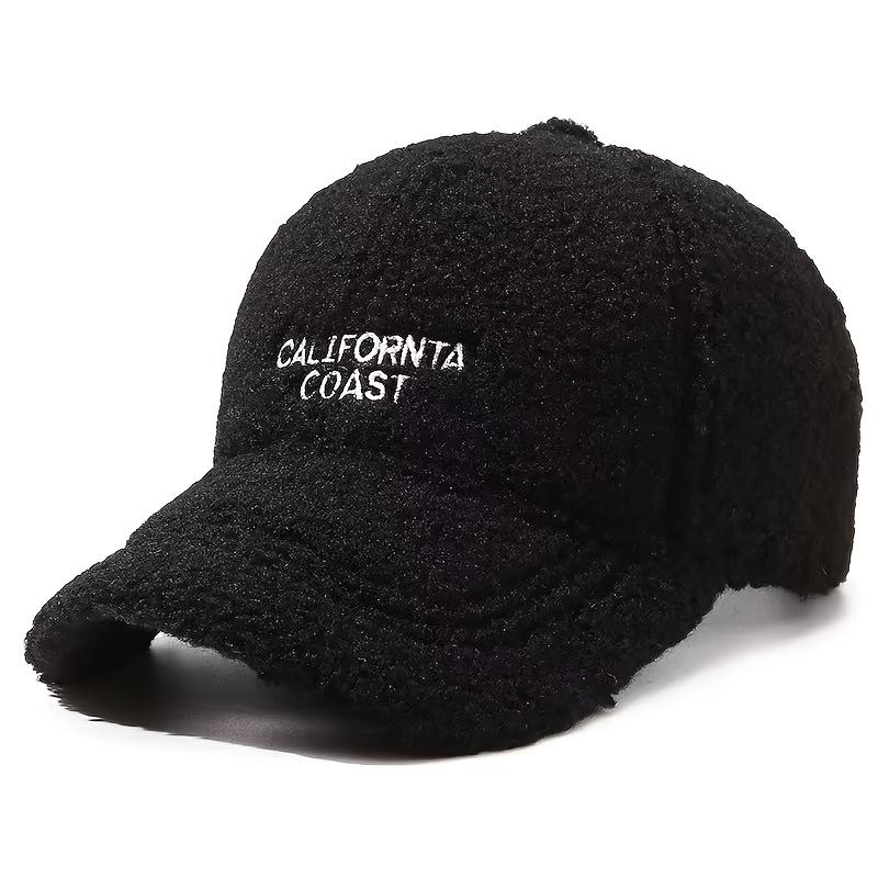Women'S Fleece-Lined Baseball Cap - Adjustable, Lightweight Winter Hat with "California Coast" Embroidery, Beige, Perfect for Cold Weather