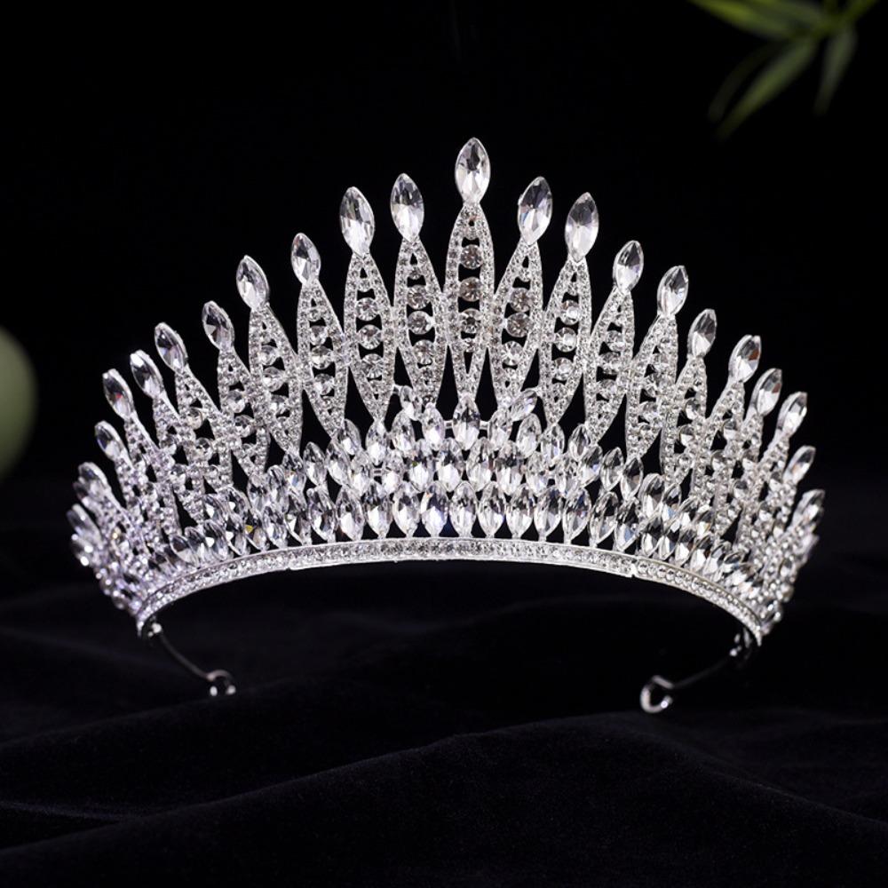 Luxury Zinc Zinc Alloy Princess Crown Sparkling Rhinestone Diadem Girls Party Headbands  Stage Performances