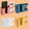 Wall Mounted Organizer Remote Control Storage Box 2 In 1 Punch Free Mobile Phone Plug Wall Holder Charging Multifunction Hook