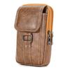 Vintage Style PU Leather Waist Strap Bag Waterproof Multi Layer Mobile Phone Waist Bag with Waist Hook Chest Bag Outdoor