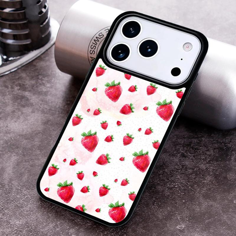 Cute Strawberry Phone Case For iPhone 17 16 15 14 13 12 11 Pro Max Plus 17Air Soft Silicone Cover