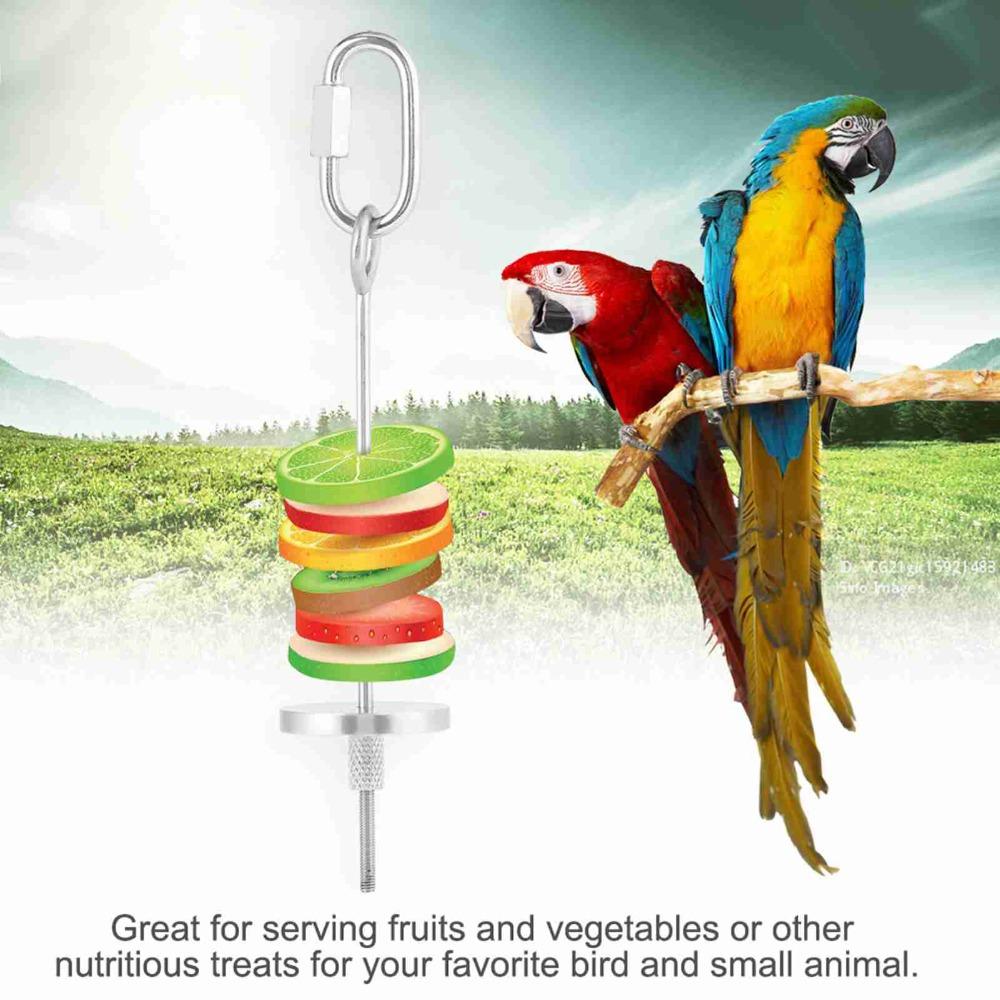 2pcs Stainless Steel Bird Treat Skewer Hanging Design Bird Food Holder  Bird Cage Use