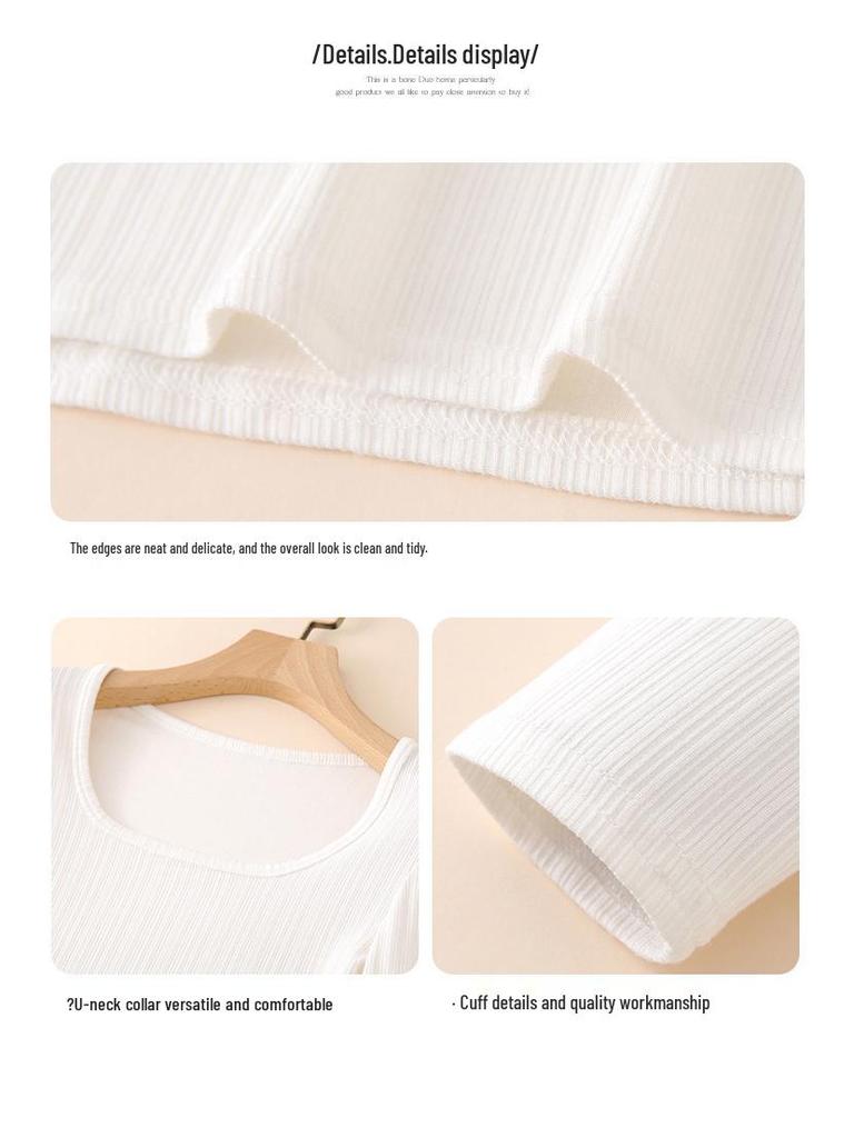 Women's Slim Fit U-Neck Long Sleeve T-Shirt - Spring Style