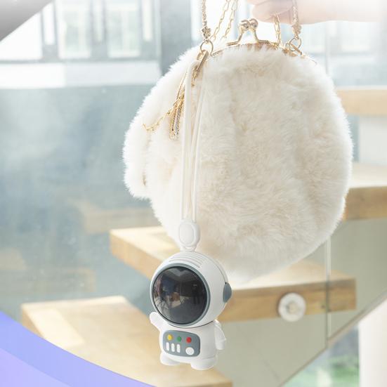 Portable Mini Handheld Fan Astronaut Shaped USB Rechargeable Cooling Neck Fan with Lanyard 2 Speed Bladeless Personal Fan for Outdoor Office