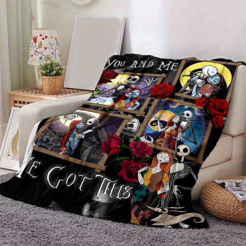 

1pc. Nightmare Before Christmas Jack Skellington Sally Romantic Poster Blanket, Seasonal Home Decor Gift for Halloween Lovers, Cozy Throw Bl 100x150cm