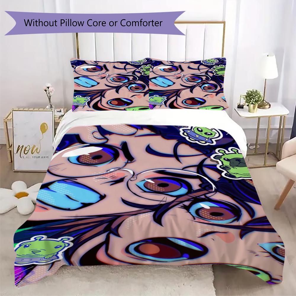Dandadan Pattern Bedding,Quilt Set Quilt Cover Pillowcase Home Birthday Gift(1 * duvet cover + 2 * pillowcase, without core)_lx