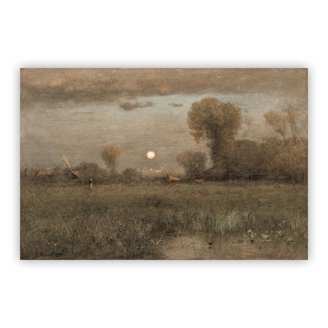 Vollmond Gruselig Gothic Wandkunst Leinwanddruck Halloween Heimdekoration Vintage Spukhaus Gemälde Stimmungsvolle Wandbilder