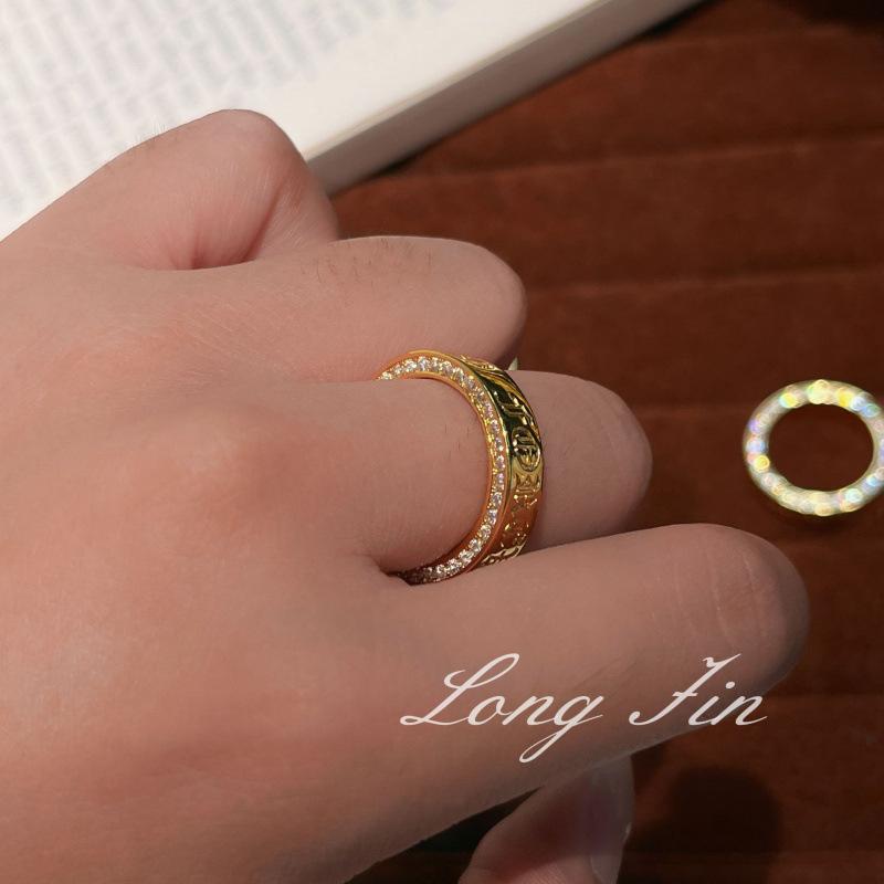 Old Money Wind Retro Croix Cross Element Sanskrit Diamond Ring Male And Female Couples Ring Niche Fashion Ring Accessories
