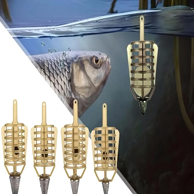 Bait Cage Fishing Feeder Set - Weighted Long Cast Carp Fishing Accessories, No Assembly Required, Non-Electronic