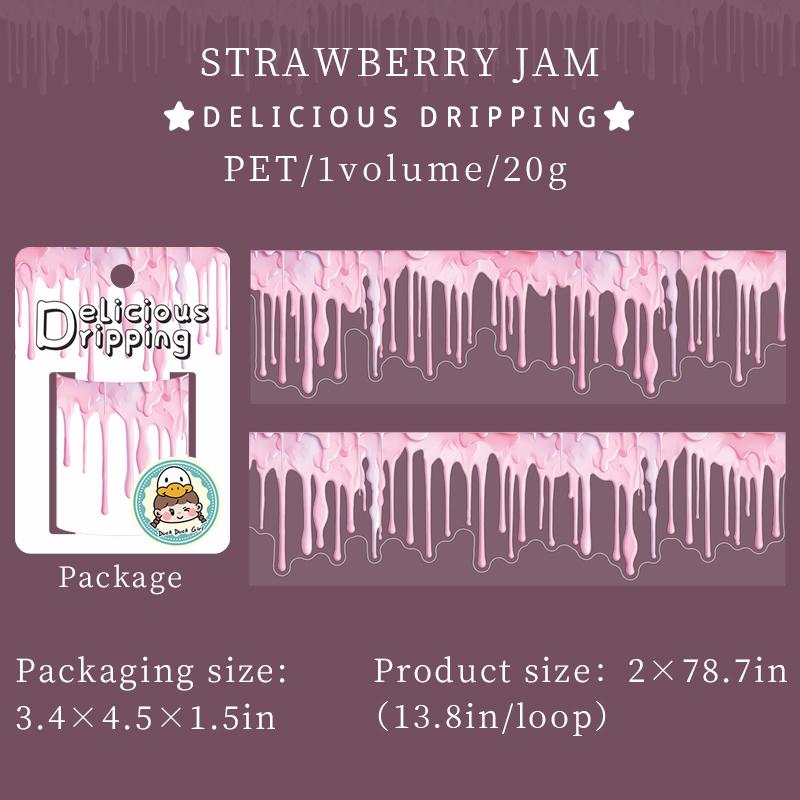 

200cm/ Roll PET Washi Tapes Jam Chocolate Sauce Dripping Pattern Hand Scene Creative DIY Cup Photo Frame Photo Decoration Tape