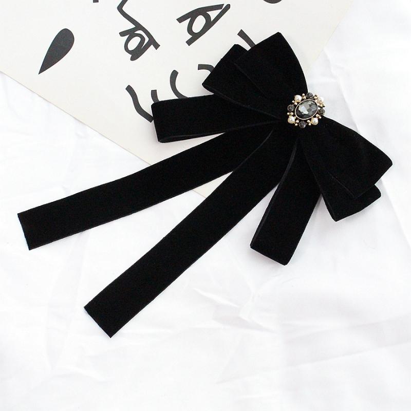 Black Bow Tie Rhinestone Bowknot Brooches For Women Shirt Collar Corsage Jewelry Clothing & Accessories