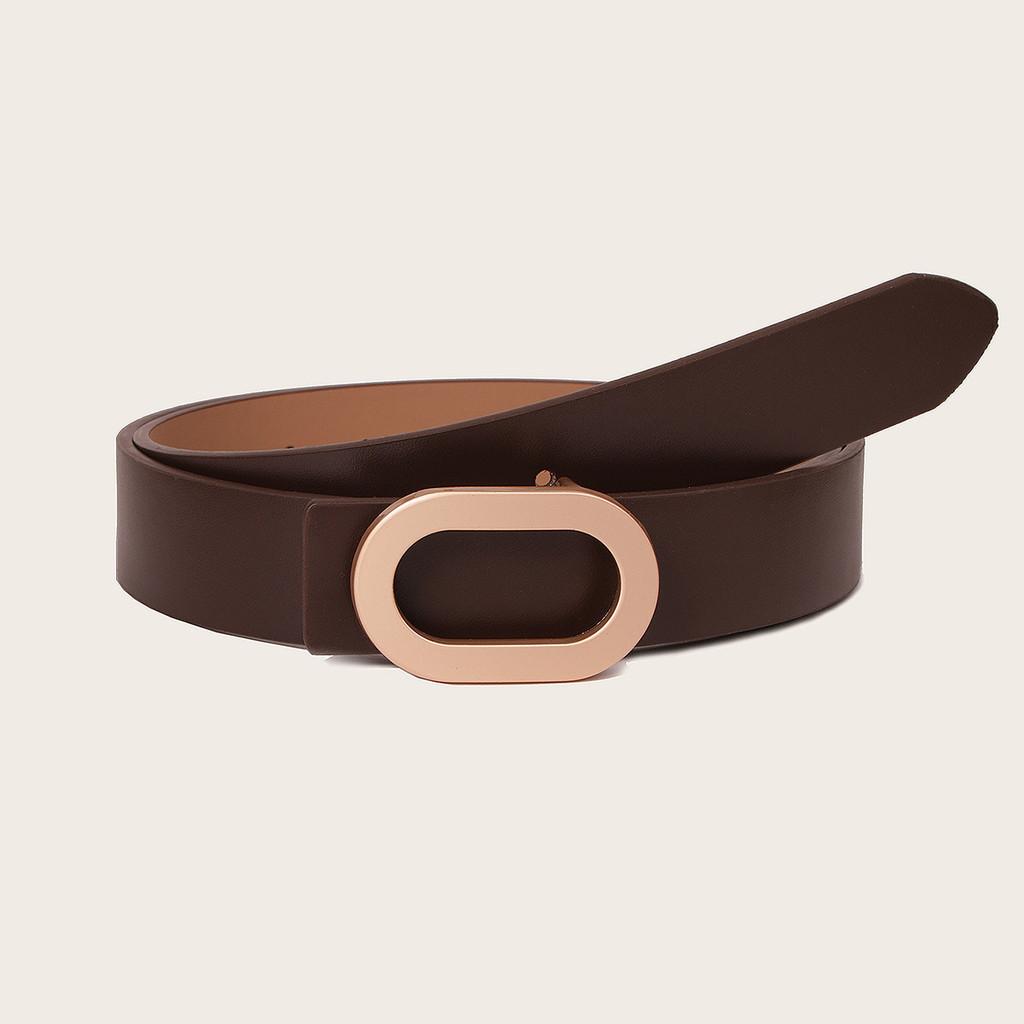 Elegant Geometric Style Faux Leather Belt With Metal Snap Fastening For Office Wear