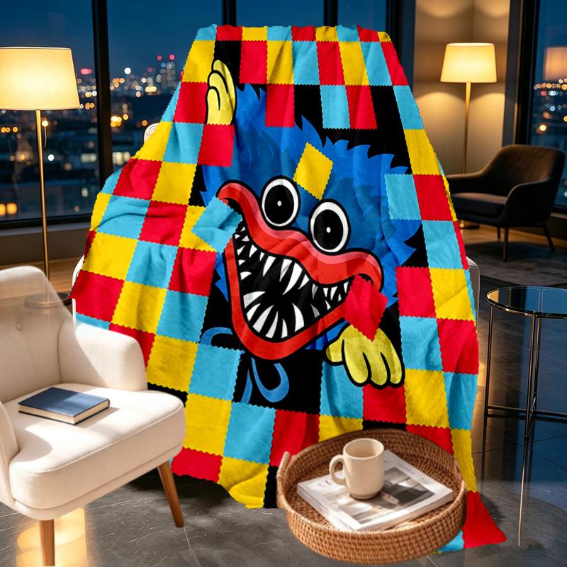 Huggy Wuggy Print Blanket - Soft & Comfortable, for Bedroom, Travel, Sofa, Home Decoration - Birthday Christmas Gift for Friend