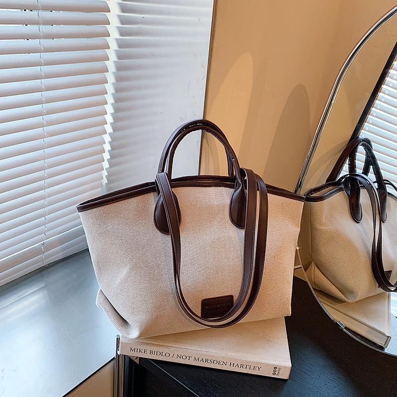 Large-capacity Contrasting Color Casual Bag, Fashionable and Simple Commuter Shoulder Bag Temperament Trendy Women's Portable Messenger Bag