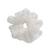 Extra Large White Polka Dot Mesh Korean Scrunchie for Voluminous Buns & Ponytails