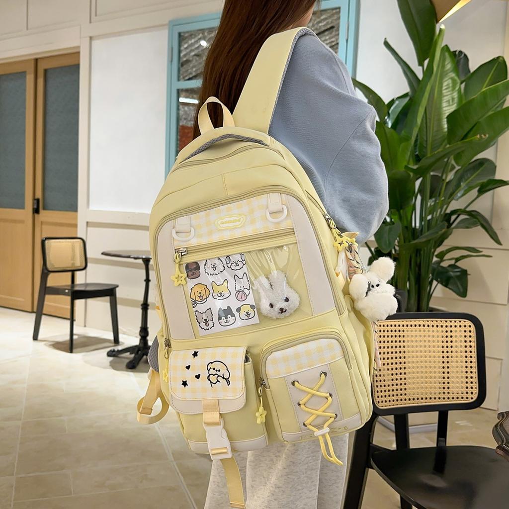 Schultasche Japanischer ins Stil Schultasche Mittelschule Mädchen Rucksack mit großem Fassungsvermögen Hoher Wert Transparente Schmerztasche Schüler Freizeitrucksack