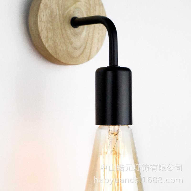 E27 Vintage Hemp Rope Wall Lamp Wood Wall Lamp Indoor Room Loft Industrial Sconce Bedside Light Outdoor Corridor Wall
