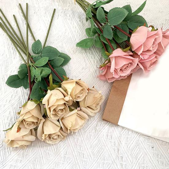 Artificial Flower Faux Silk Flower Fabric Soft Pliable Petals Flexible Stems Realistic Look Fake Roses Wedding Bouquets Photo Props