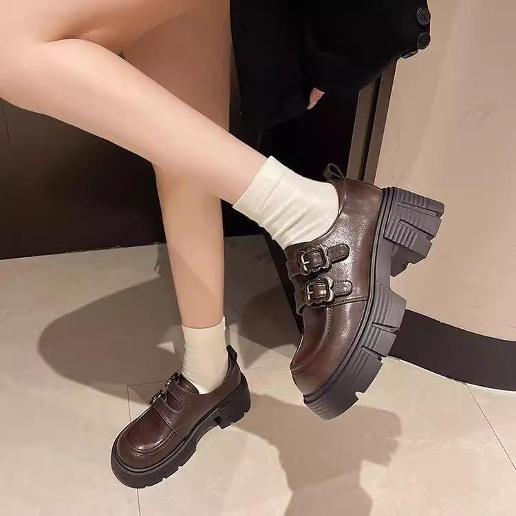 British Style Loafers Women's 2025 Spring New Heightened Platform Thick Heel Retro Mary Jane Single Shoes Small Leather Shoes Women