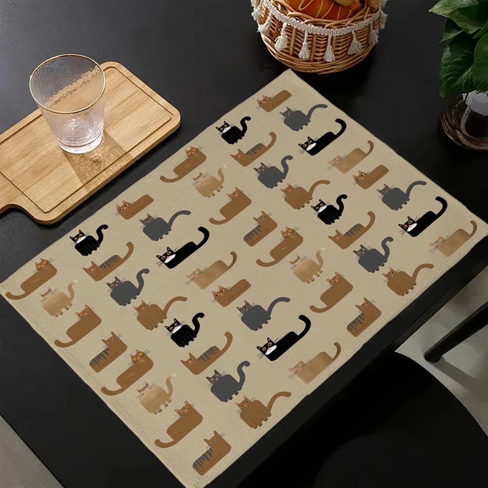 

4Pc cute-cartoon-cats Placemat 30X45cm Coasters Pads Bowl Cup Mat 30x45cm-4PC