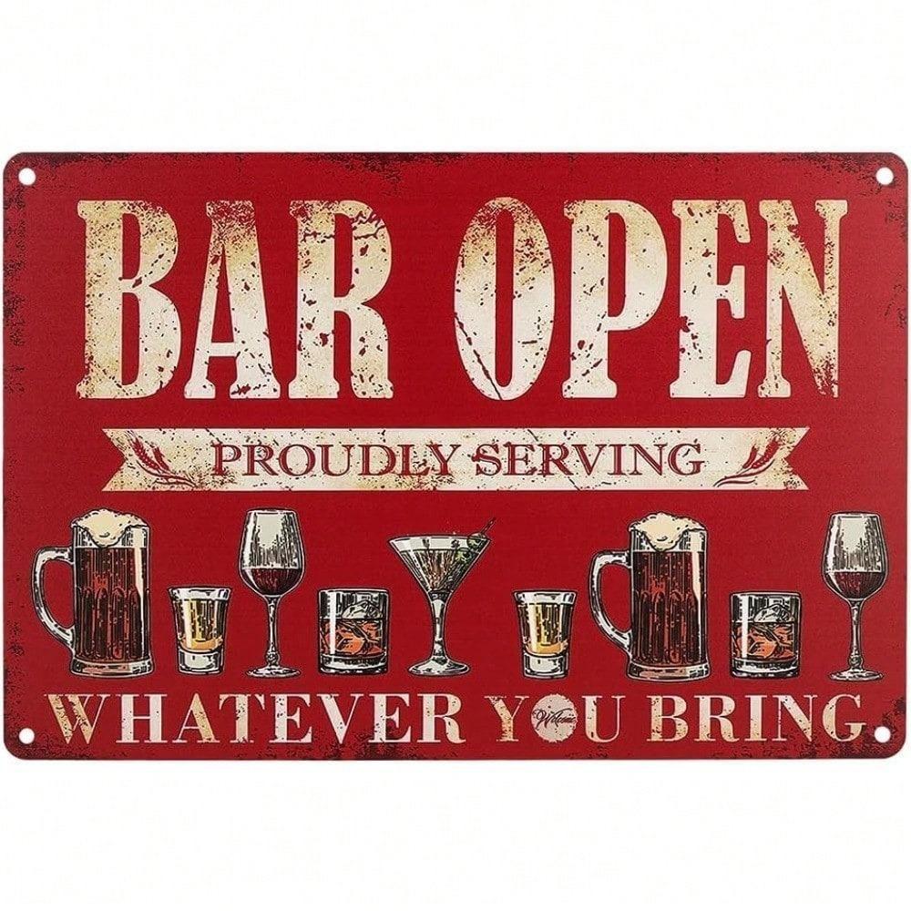 Vintage Red Pub Metal Tin Sign Wall Decor