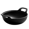 Cast Iron Pot with Lid & Dual Handle Uncoated Skillet Multi-Function Flat Bottom Stir Fry Pan for Gas Induction Cooker