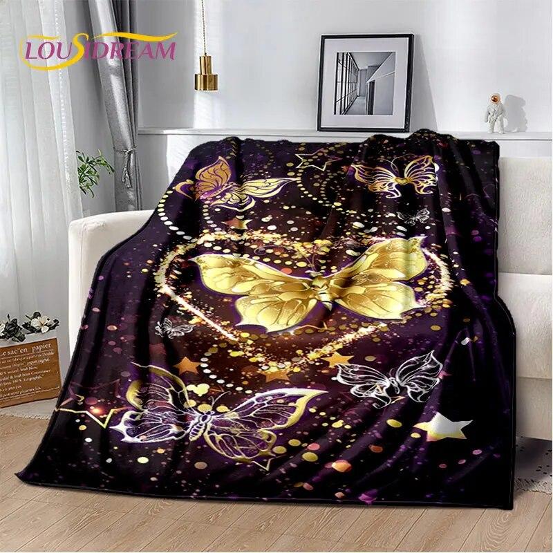 3D Cartoon Dream Butterfly Flower Soft Plush Blanket,Flannel Blanket Throw Blanket for Living Room Bedroom Bed Sofa Picnic Cover