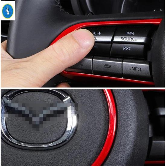 Car Steering Wheel Gear Shift Button Frame Cover Trim Fit For Mazda CX-50   2024 Red / Carbon Fiber Interior Accessories
