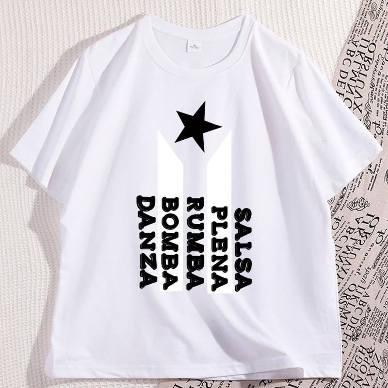 Salsa Plena Rumba T Shirt Men Women Puerto Rico Flag Tshirt Latin Music Lover TShirts Cotton Short Sleeve Round Neck Clothes