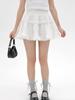 Mini Skirt Women Summer Kawaii Lace Mesh Patchwork Sexy White High Waist A-line Lolita Ruffle Skirt