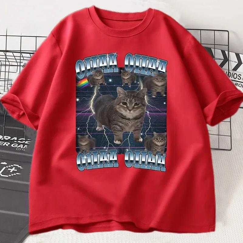 Funny Viral Oia Cat Meme Graphic T Shirts for Unisex Women Silly Cats Tshirt Oiiaa Oiiaa Cat Unhinged T Shirt Harajuku Clothes S