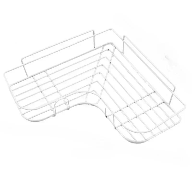

1PC Bathroom Shelf Wall Mounted Corner Storage Shelves Shampoo Holder Cosmetic Rack Iron Shower Drain Basket Bathroom Organizer 31x26x6cm білий