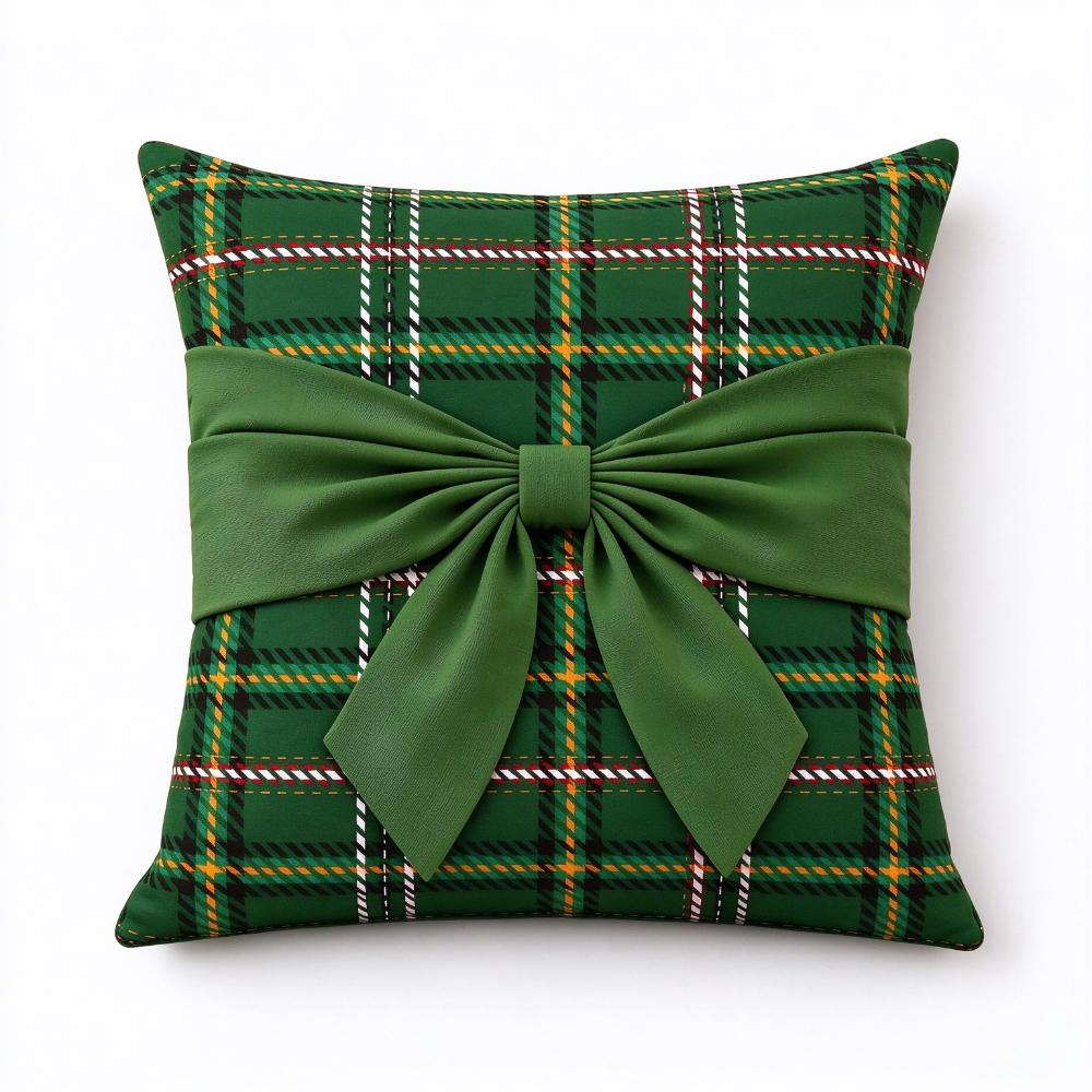 Festive Christmas Pillow Cover Plaid Sofa Pillowcase Holiday Decor Throw Pillow Cover Cozy