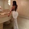 Winter Sexy Lace Cutout Backless Maxi Dress Halter Deep V-Neck Slim Fit Party Date